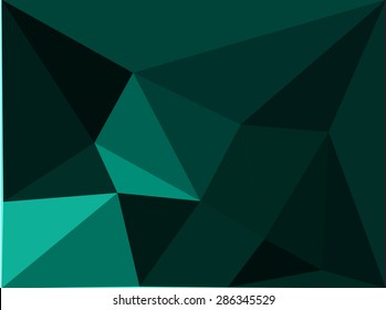 Geometric vector background. Green  color low poly texture. Polygonal vector pattern. Dark  triangular background