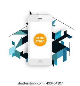 Fondo del vector geométrico. Teléfono móvil. Patrón abstracto
