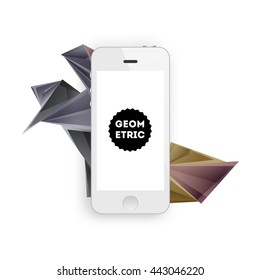 Geometric Vector Background. Mobile Phone Icon