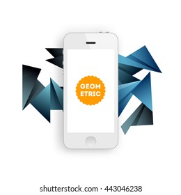 Geometric Vector Background. Mobile Phone Icon
