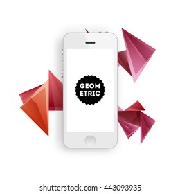 Geometric Vector Background. Mobile Phone Icon