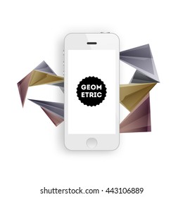 Geometric Vector Background. Mobile Phone Icon