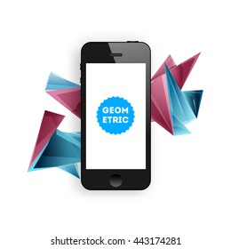 Geometric Vector Background.  Mobile Phone Icon
