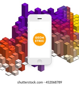 Fondo del vector geométrico.  con Icono de teléfono móvil para presentaciones de negocios, cubierta de aplicaciones y diseño de sitios web.