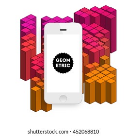 Fondo del vector geométrico.  con Icono de teléfono móvil para presentaciones de negocios, cubierta de aplicaciones y diseño de sitios web.