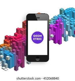 Geometric Vector Background. with Mobile Phone Icon for Business Presentations, Application Cover and Web Site Design.