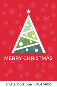 geometric vector background for poster or cover. Merry christmas, fir tree in abstract shapes in flat design