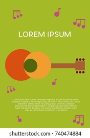 geometric vector background for poster or cover. Music festival with guitar in abstract shapes in flat design