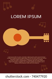 geometric vector background for poster or cover. Music festival with guitar in abstract shapes in flat design