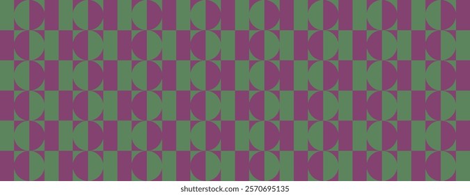 Geometric vector background retro style green and purple patterns. The vector background is vibrant with green and purple hues.