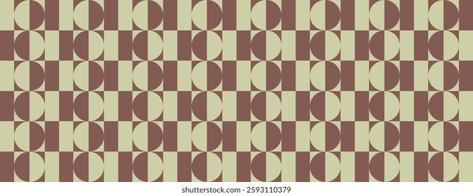 Geometric vector background with a retro style. Brown and beige colors create a repeating pattern. Brown and beige enhance the vintage background. Brown retro geometric seamless pattern background.