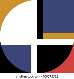 Geometric vector background in retro style in primary colors. Modern colorful backdrop with simple shapes in bright colors.