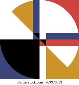 Geometric vector background in retro style in primary colors. Modern colorful backdrop with simple shapes in bright colors.