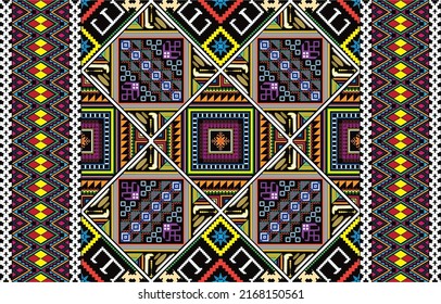 Geometric vector background with sacral tribal ethnic elements. Traditional triangles gypsy geometric forms sprites tribal themes apparel fabric tapestry print
