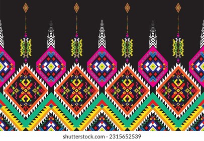 Geometric vector background with sacral tribal ethnic elements. Traditional triangles gypsy geometric forms sprites tribal themes apparel fabric tapestry print