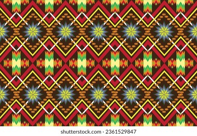 Geometrischer Vektorhintergrund mit sakralen ethnischen Elementen. Traditionelle dreieckige geometrische Formen der Zigeuner formen Sprites Tribal-Themen Bekleidung Stofftapezierdruck