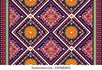 Geometric vector background with sacral tribal ethnic elements. Traditional triangles gypsy geometric forms sprites tribal themes apparel fabric tapestry print