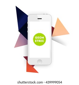 Geometric Vector Background. Triangles Pattern for Business Presentations, Application Cover and Web Site Design. Mobile Phone Icon