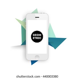 Geometric Vector Background. Triangles Pattern for Business Presentations, Application Cover and Web Site Design. Mobile Phone Icon