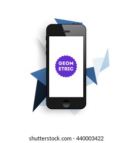 Geometric Vector Background. Triangles Pattern for Business Presentations, Application Cover and Web Site Design. Mobile Phone Icon