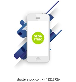 Geometric Vector Background. Triangles Pattern for Business Presentations, Application Cover and Web Site Design. Mobile Phone Icon