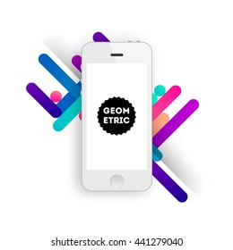 Geometric Vector Background. Triangles Pattern for Business Presentations, Application Cover and Web Site Design. Mobile Phone Icon