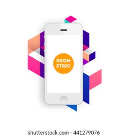 Geometric Vector Background. Triangles Pattern for Business Presentations, Application Cover and Web Site Design. Mobile Phone Icon