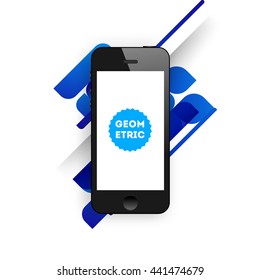 Geometric Vector Background. Triangles Pattern for Business Presentations, Application Cover and Web Site Design. Mobile Phone Icon