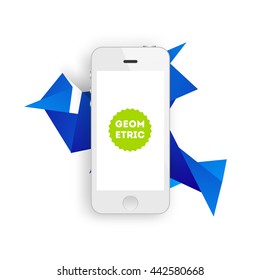 Geometric Vector Background. Triangles Pattern for Business Presentations, Application Cover and Web Site Design. Mobile Phone Icon