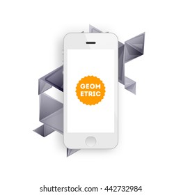 Geometric Vector Background. Triangles Pattern for Business Presentations, Application Cover and Web Site Design. Mobile Phone Icon