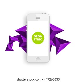 Geometric Vector Background. Triangles Pattern with Mobile Phone Icon for Business Presentations, Application Cover and Web Site Design.