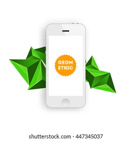 Geometric Vector Background. Triangles Pattern with Mobile Phone Icon for Business Presentations, Application Cover and Web Site Design.