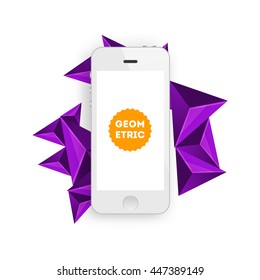 Geometric Vector Background. Triangles Pattern with Mobile Phone Icon for Business Presentations, Application Cover and Web Site Design.