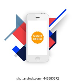 Geometric Vector Background. Triangles Pattern with Mobile Phone Icon for Business Presentations, Application Cover and Web Site Design.