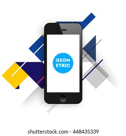 Geometric Vector Background. Triangles Pattern with Mobile Phone Icon for Business Presentations, Application Cover and Web Site Design.