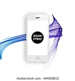 Geometric Vector Background. Triangles Pattern with Mobile Phone Icon for Business Presentations, Application Cover and Web Site Design.