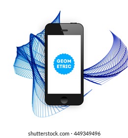 Geometric Vector Background. Triangles Pattern with Mobile Phone Icon for Business Presentations, Application Cover and Web Site Design.