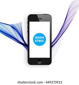 Geometric Vector Background. Triangles Pattern with Mobile Phone Icon for Business Presentations, Application Cover and Web Site Design.