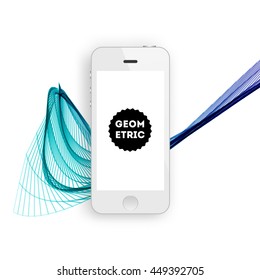 Geometric Vector Background. Triangles Pattern with Mobile Phone Icon for Business Presentations, Application Cover and Web Site Design.