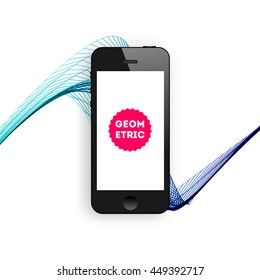 Geometric Vector Background. Triangles Pattern with Mobile Phone Icon for Business Presentations, Application Cover and Web Site Design.