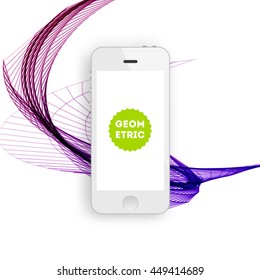 Geometric Vector Background. Triangles Pattern with Mobile Phone Icon for Business Presentations, Application Cover and Web Site Design.
