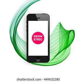 Geometric Vector Background. Triangles Pattern with Mobile Phone Icon for Business Presentations, Application Cover and Web Site Design.