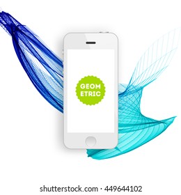 Geometric Vector Background. Triangles Pattern with Mobile Phone Icon for Business Presentations, Application Cover and Web Site Design.