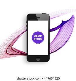 Geometric Vector Background. Triangles Pattern with Mobile Phone Icon for Business Presentations, Application Cover and Web Site Design.