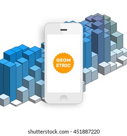 Geometric Vector Background. Triangles Pattern with Mobile Phone Icon for Business Presentations, Application Cover and Web Site Design.