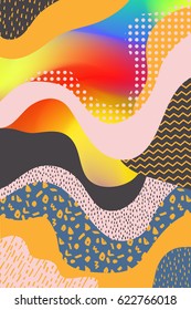Geometric vector backgrounds. Materia Modernl Design. Use for posters, covers, flyers, postcards, banner designs. Retro Style  90s, 80s