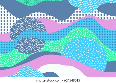 Geometric vector backgrounds. Materia Modernl Design. Use for posters, covers, flyers, postcards, banner designs. Retro Style  90s, 80s