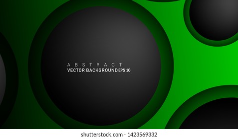 Geometric vector backgrounds that overlap layers on black space circle for text and background designs