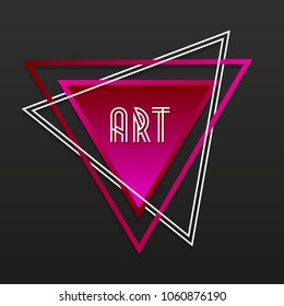 Geometric vector banners with effect of neon glow.