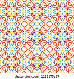 Geometric vector in baroque style. Damask floral ornament background. Simple decoration art for ceramic tile pattern. Seamless vector in vintage tiles design.